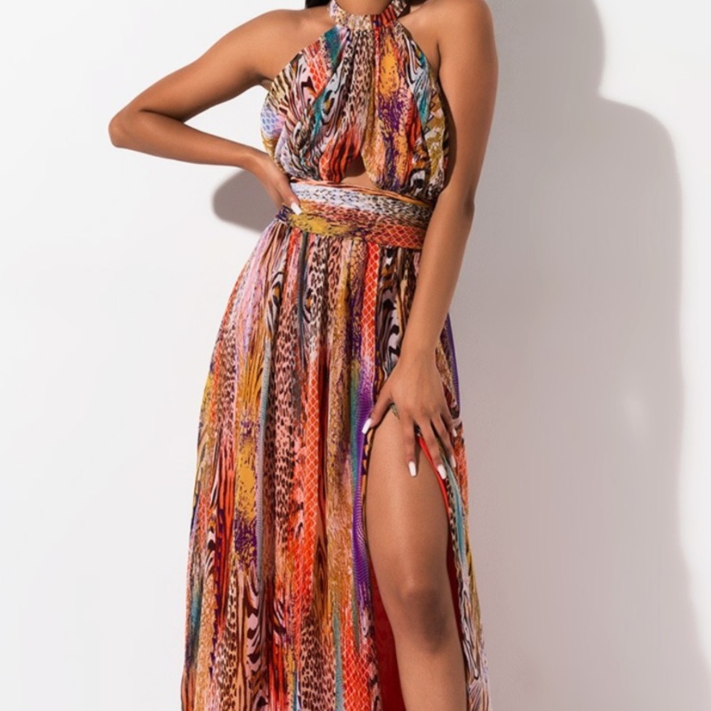 Mix Animal Print Maxi Dress